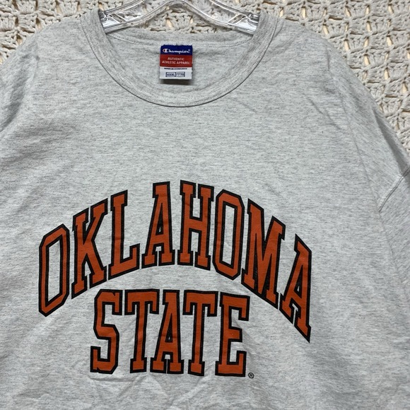 Vintage Champion Brand T-Shirt  Oklahoma State  Shirt Mens 3XL Gray Crew Neck‎ - Picture 2 of 9